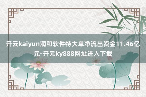 开云kaiyun润和软件特大单净流出资金11.46亿元-开元ky888网址进入下载